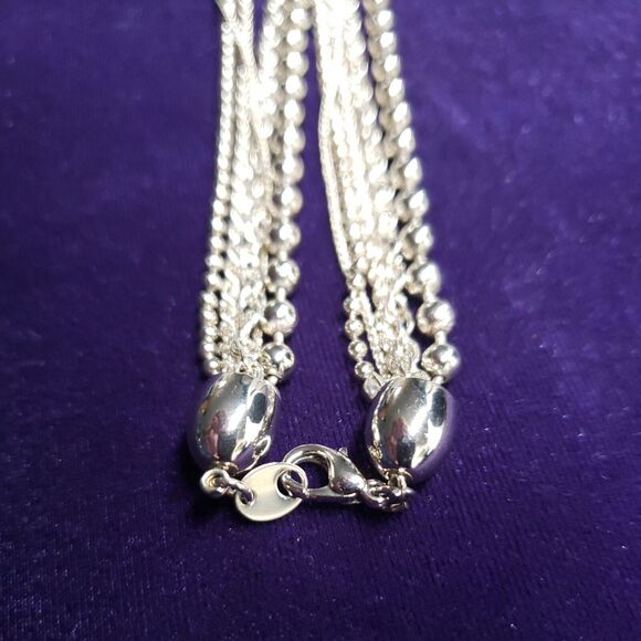 Paul Harris Vintage Silver Tone Necklace, 5 layer chain, 16" collar, with Tag - Picture 6 of 12
